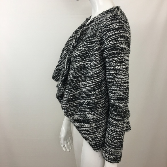 H&M Black White Tweed Open Front Sweater Jacket XS - Picture 2 of 4
